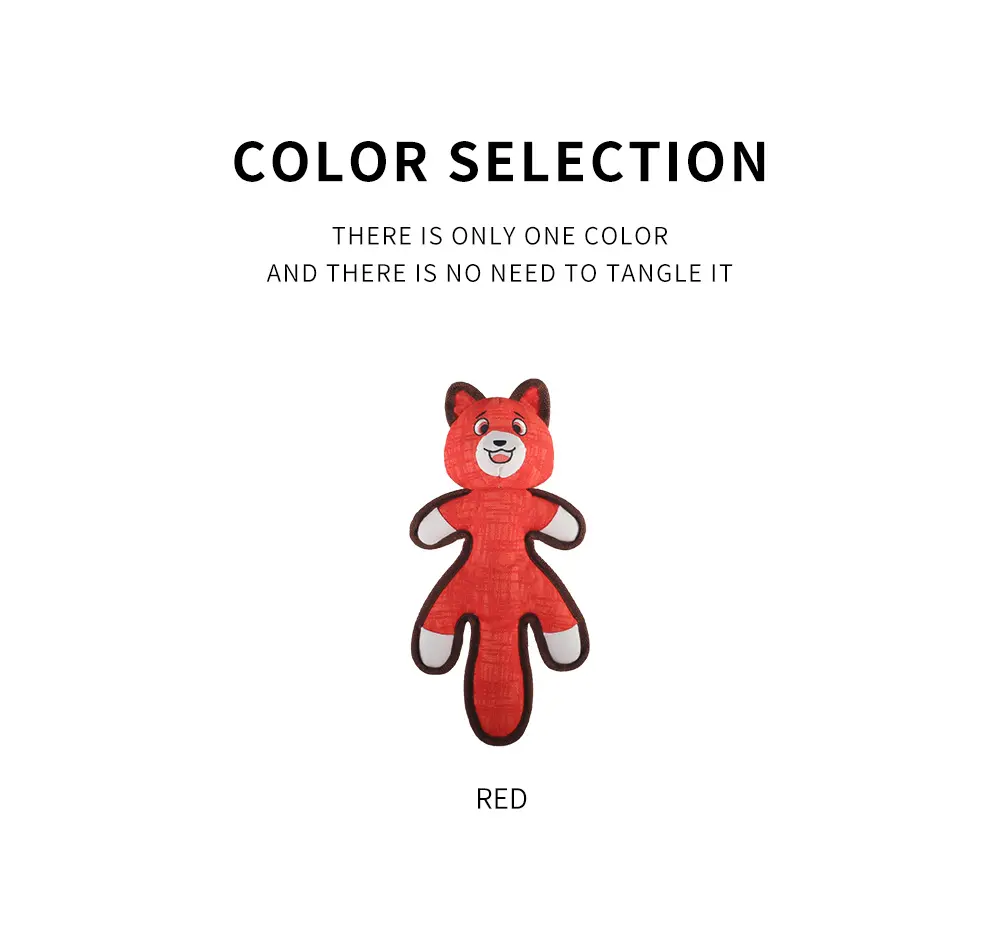 2025 New Product Classic Animal Shape Sturdy Dog Toy Collection Oblate Body Fox (8)