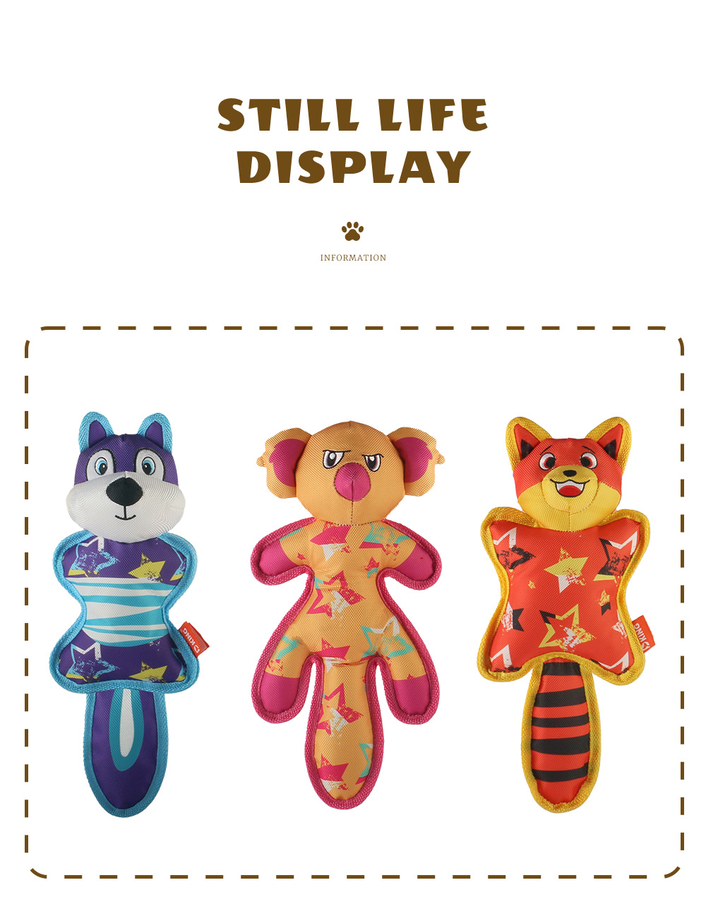 The translation of 2025 Latest Fashionable Dog Toys Durable, Safe, Eye-Catching Designs Oblate Body Squirrel, Oblate Body Koala, Oblate Body Fox (9)