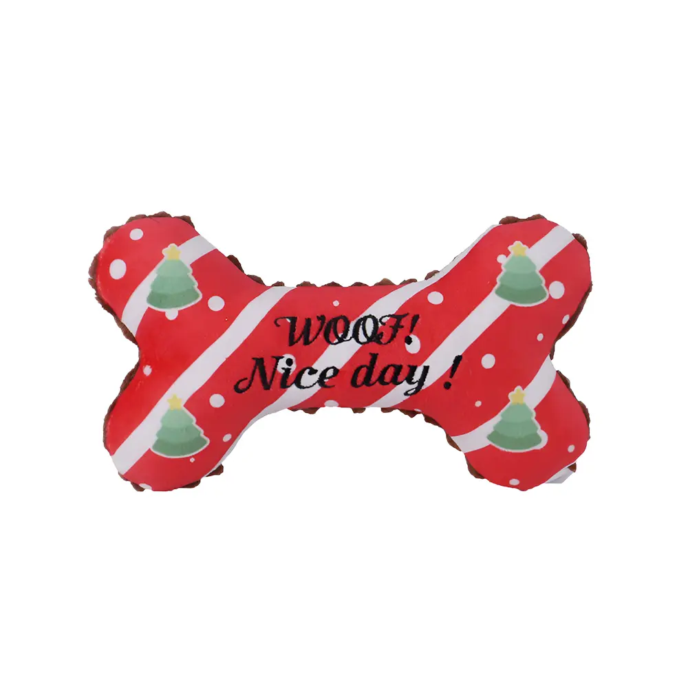 Striped Christmas Tree Bone Pet Chewing and Interactive Plush Toy