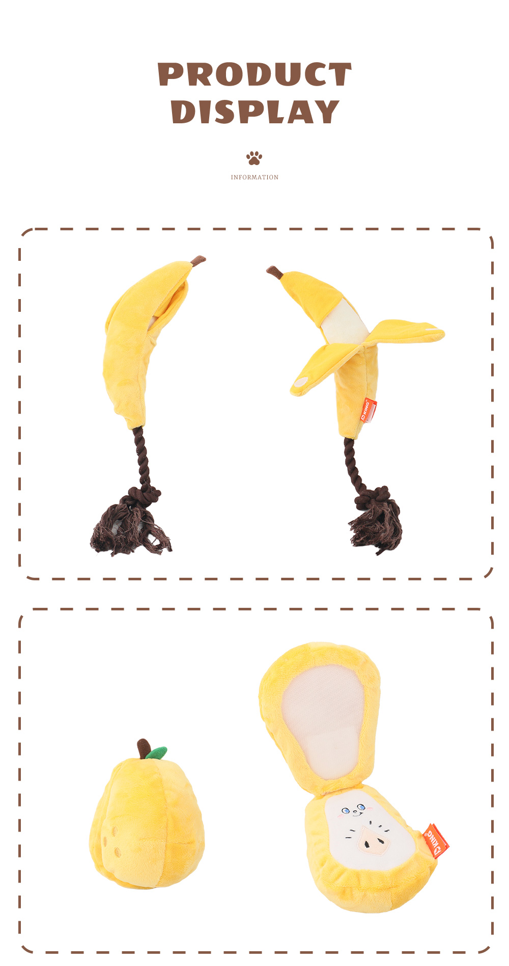 Creative Fruit Series Interactive Pet Plush Toys：Pear、Banana、Avocado、Apple (11)