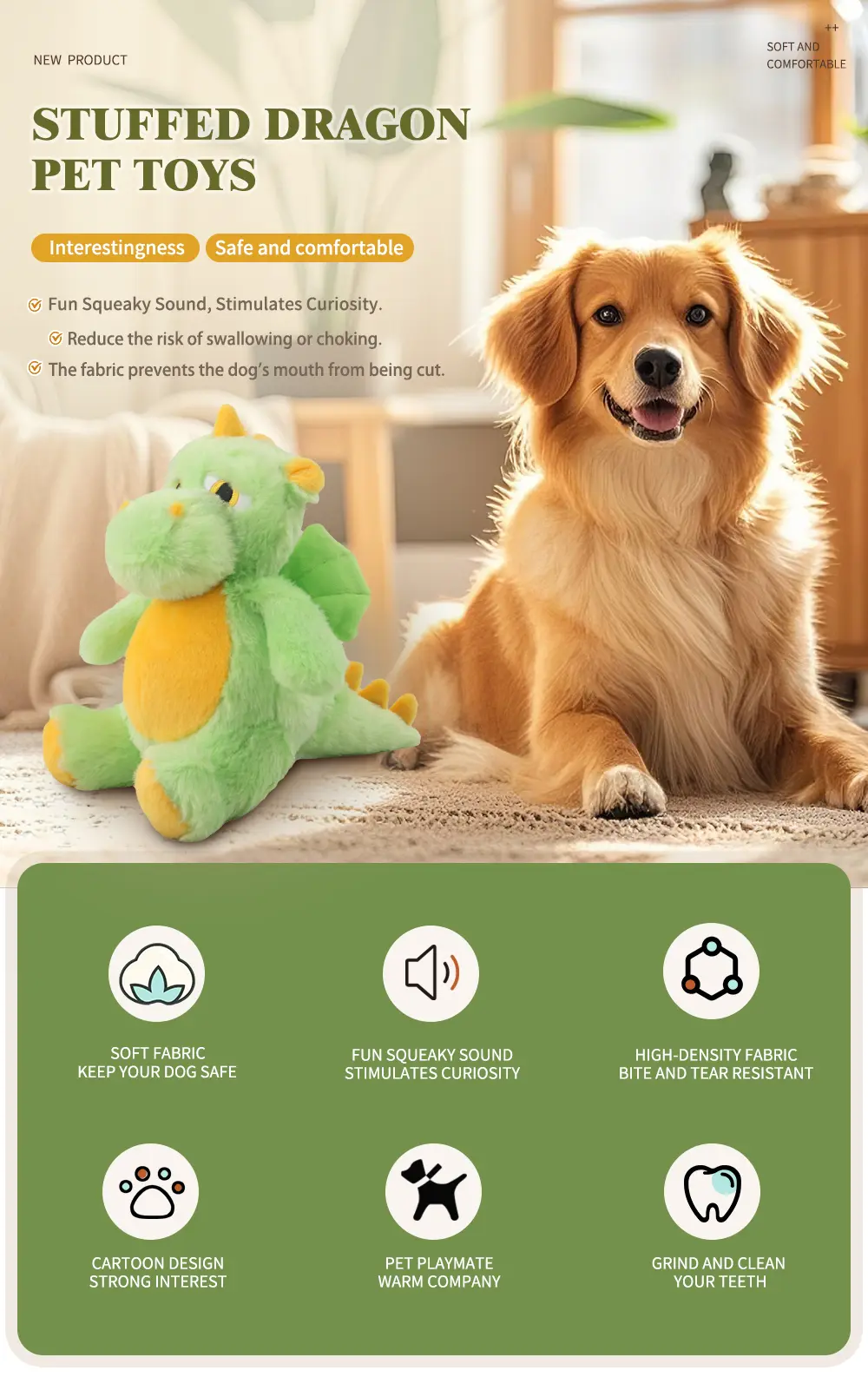 Plush Dragon-Shaped Pet Toys Are Adored By Pets, Featuring Soft Texture, Safe Materials, And Durable Construction For Endles  (1)