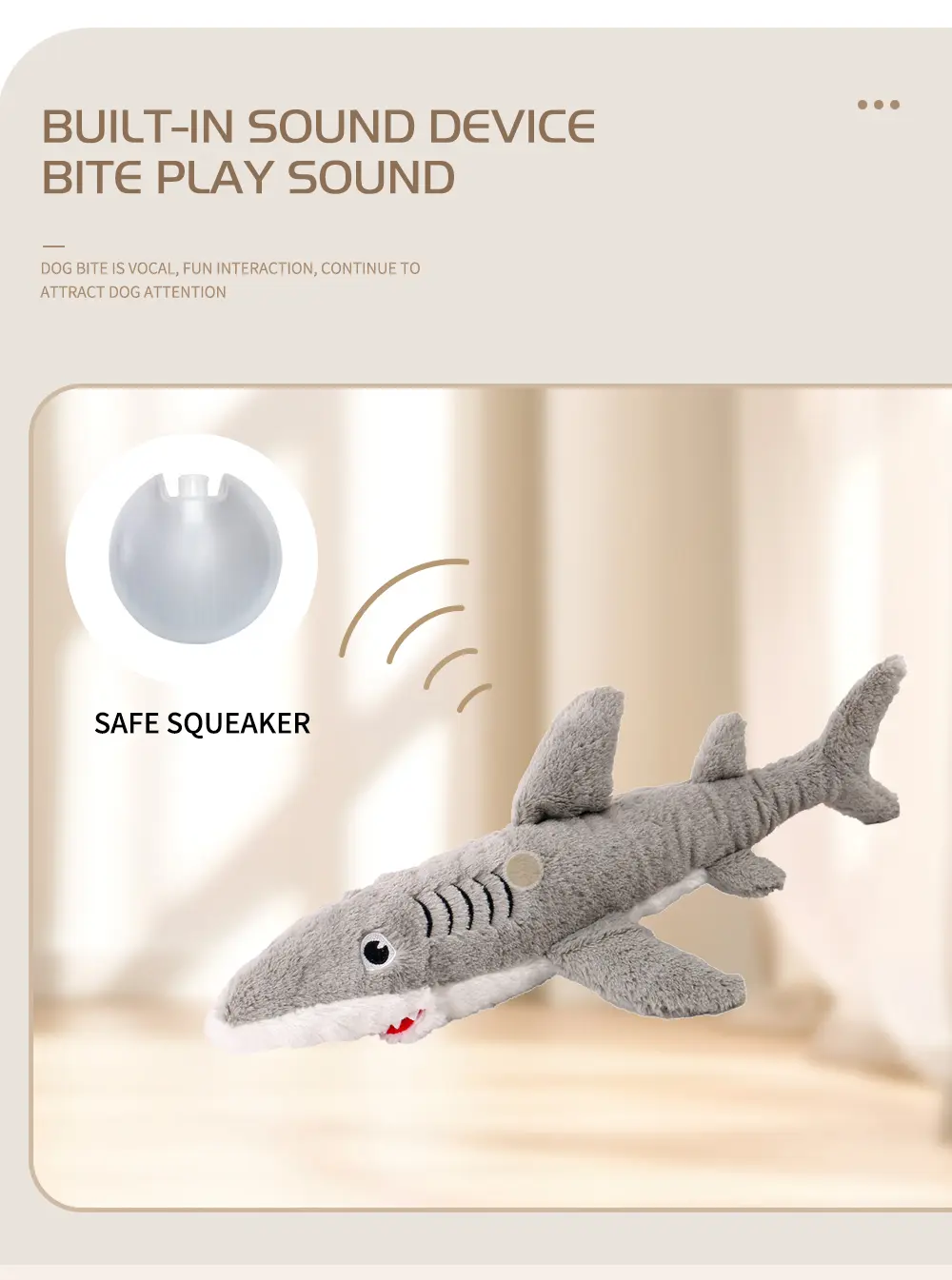 Cuddly Shark Pet Toy Soft Polyester, Lifelike Charm! (7)