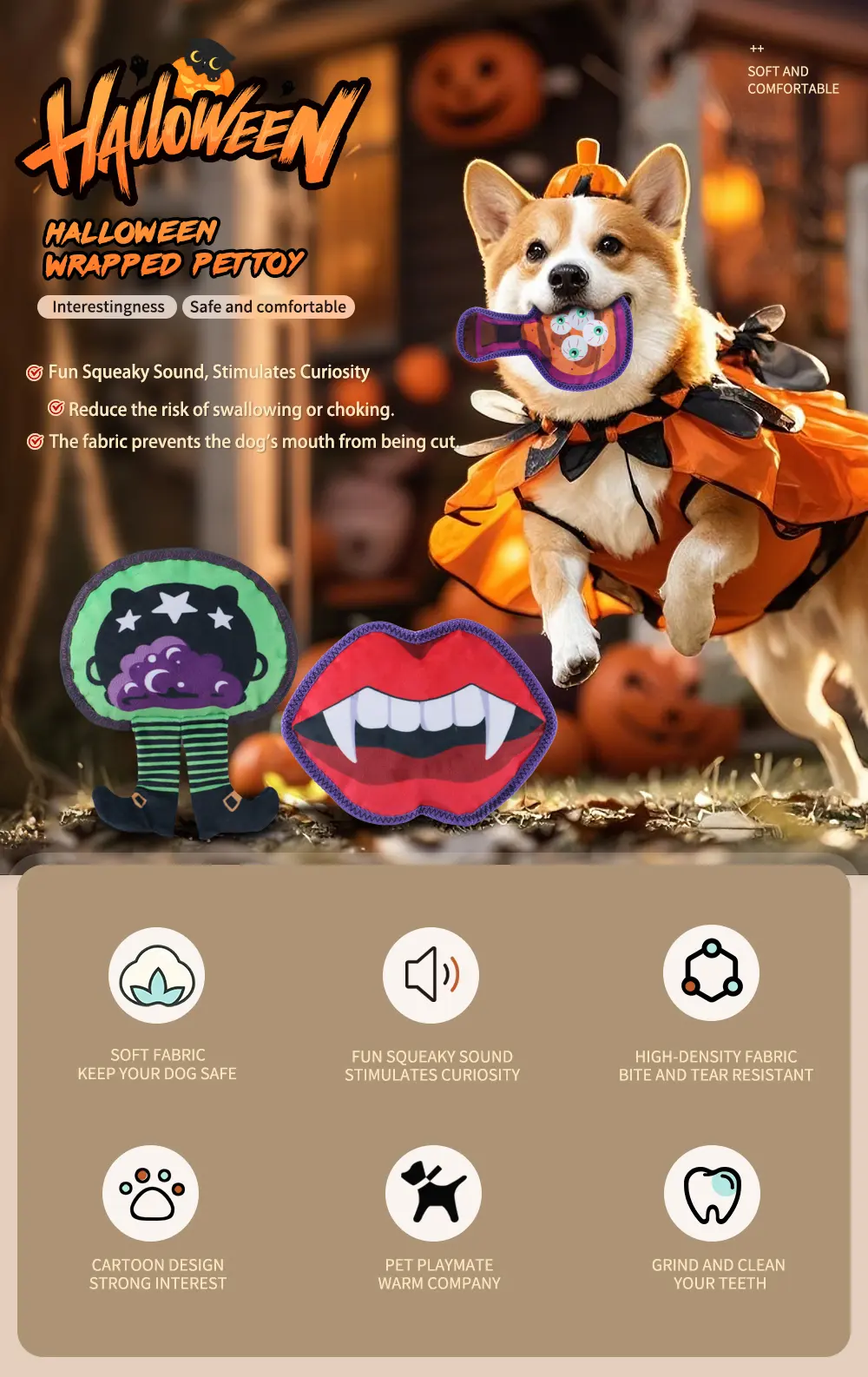detail about Halloween wrapped pet toy
