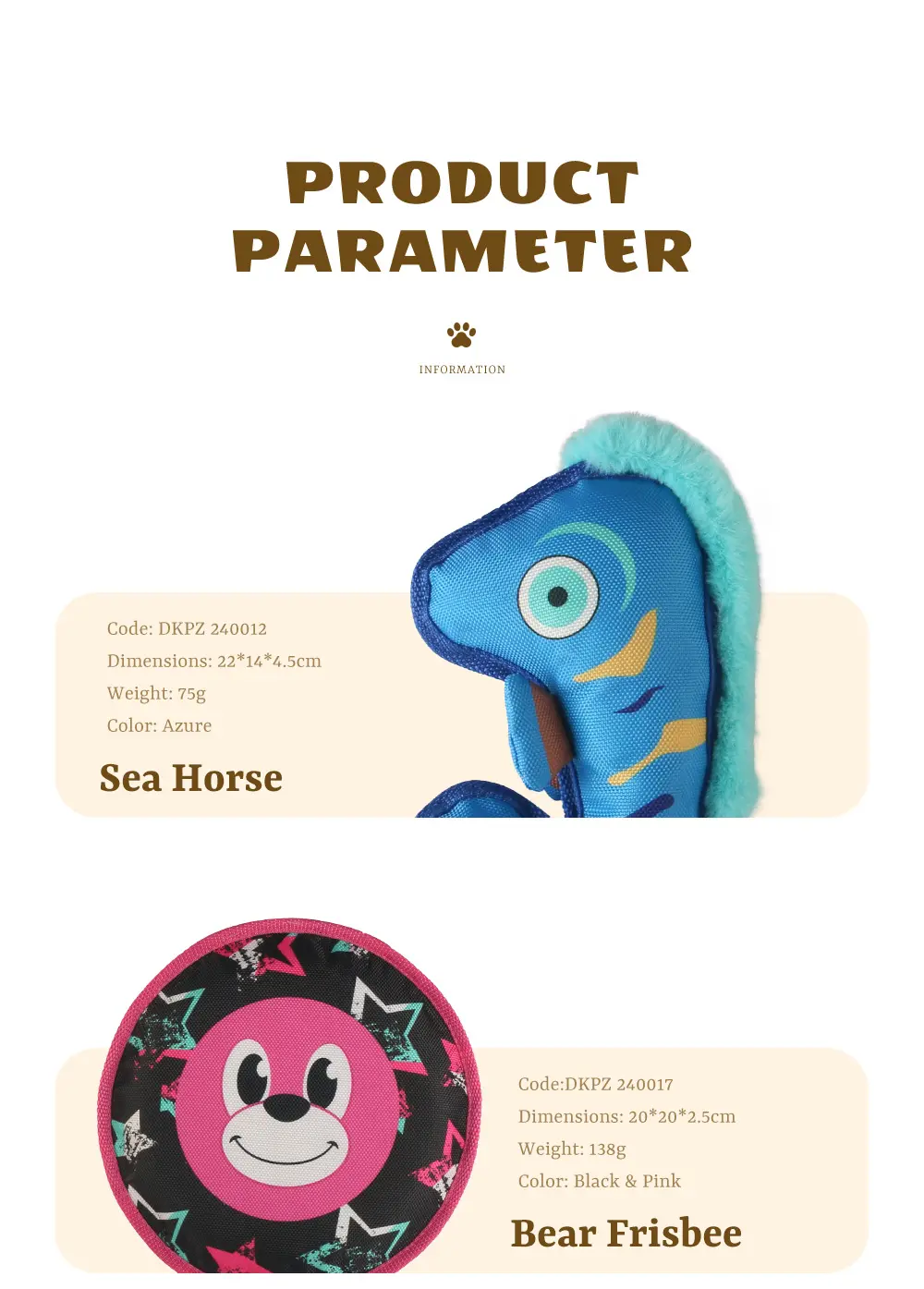 Soft, Safe, Interactive Dog Toys Excel：Sea Horse，Bear Frisbee，Chameleon，Snake (7)