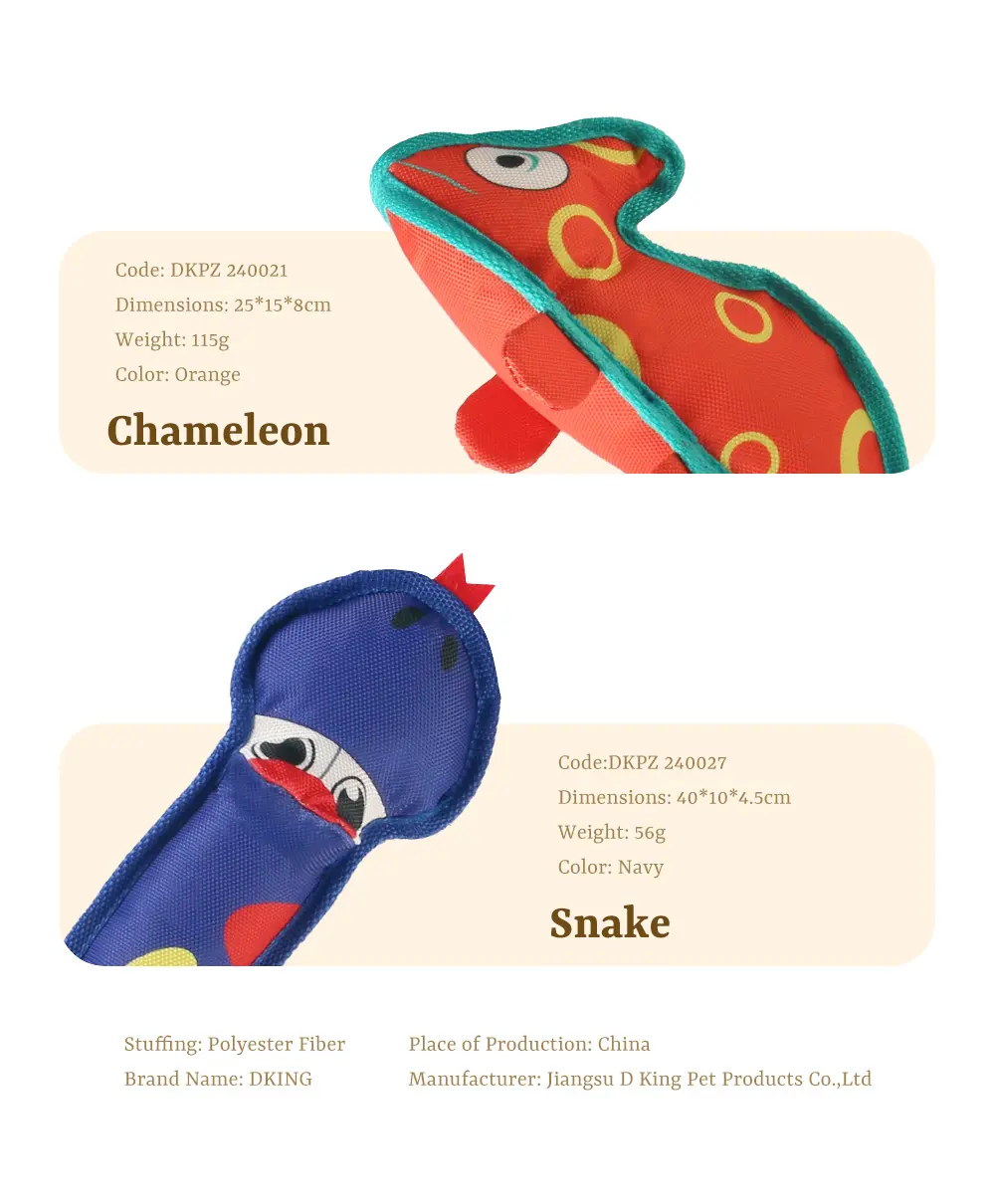 Soft, Safe, Interactive Dog Toys Excel：Sea Horse，Bear Frisbee，Chameleon，Snake (8)