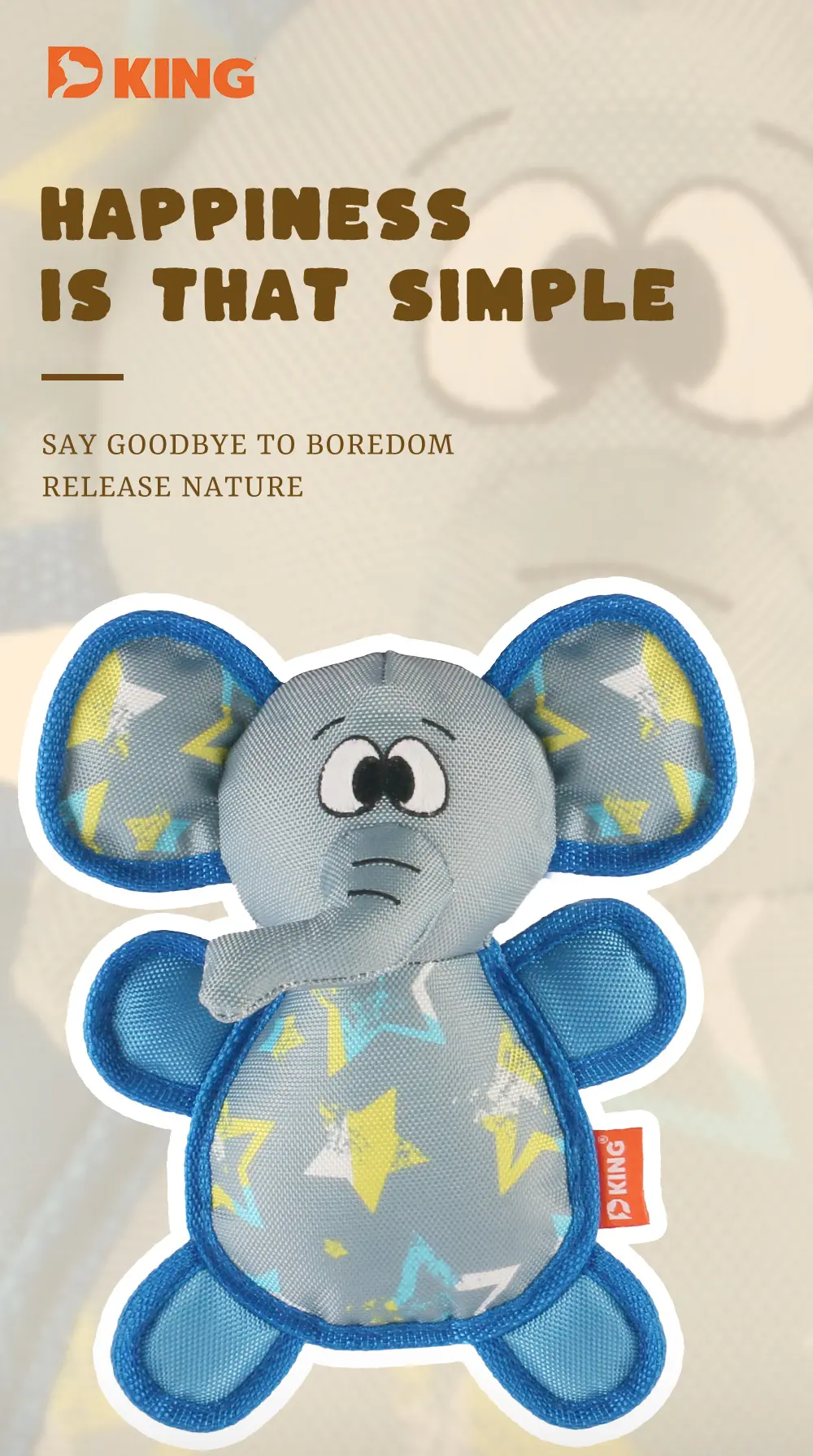 Dog Chew-Resistant Interactive Plush Toy Series：Bear, Hippo, Hippo, Elephant, Sloth (5)