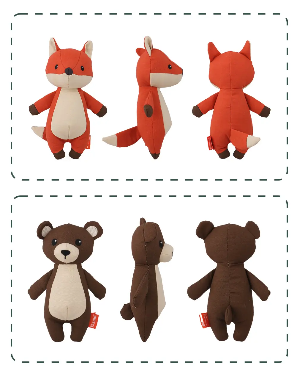 Cute Animal Series Plush Toys, Adorable Appearances, Safe Materials, Accompanying Growth：Pig，Fox，Bear (9)