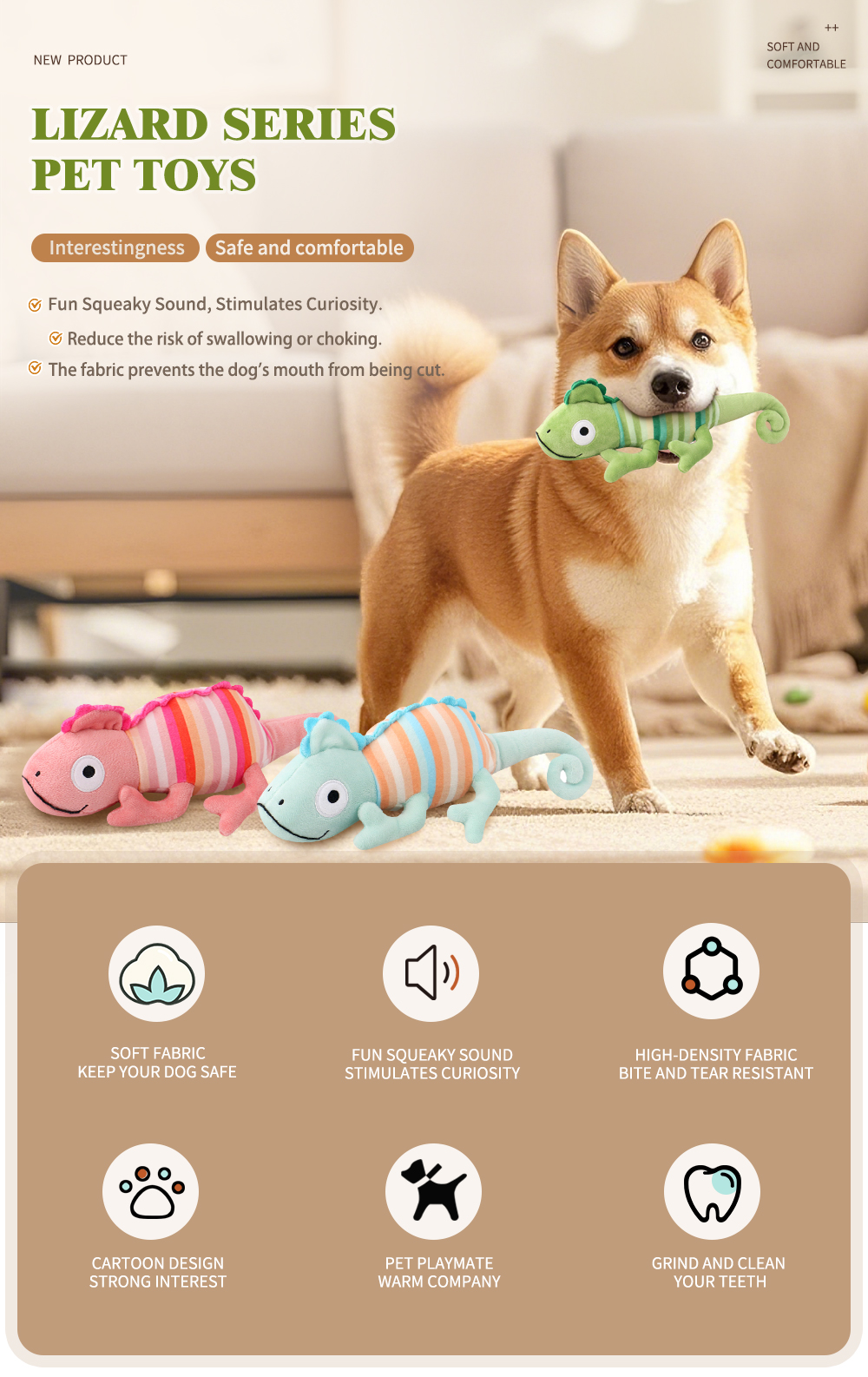 Introducing the Lizard-Shaped Plush Toy A New Playmate for Dogs (4)