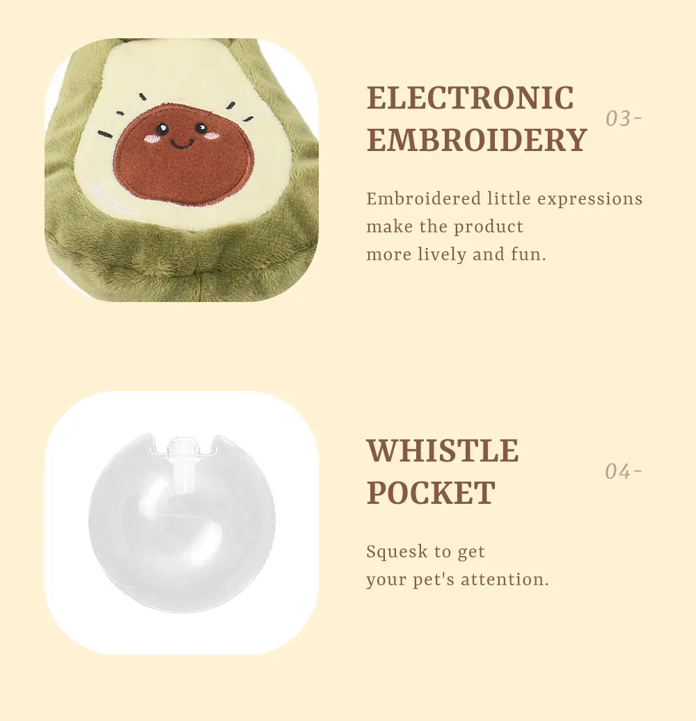 Creative Fruit Series Interactive Pet Plush Toys：Pear、Banana、Avocado、Apple (10)