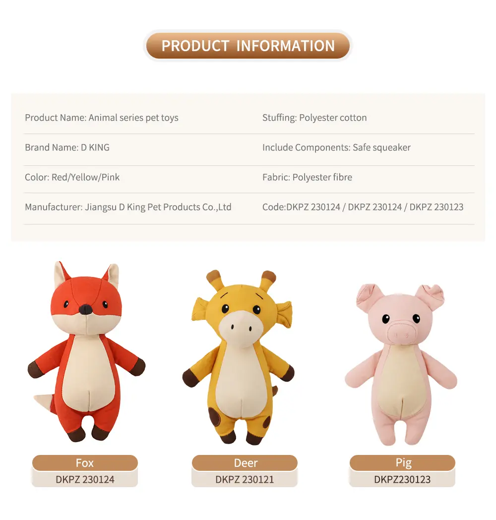 Fox, Deer, And Pig Plush Toys, Exquisitely Designed For Pet Companionship And Health Promotion (7)