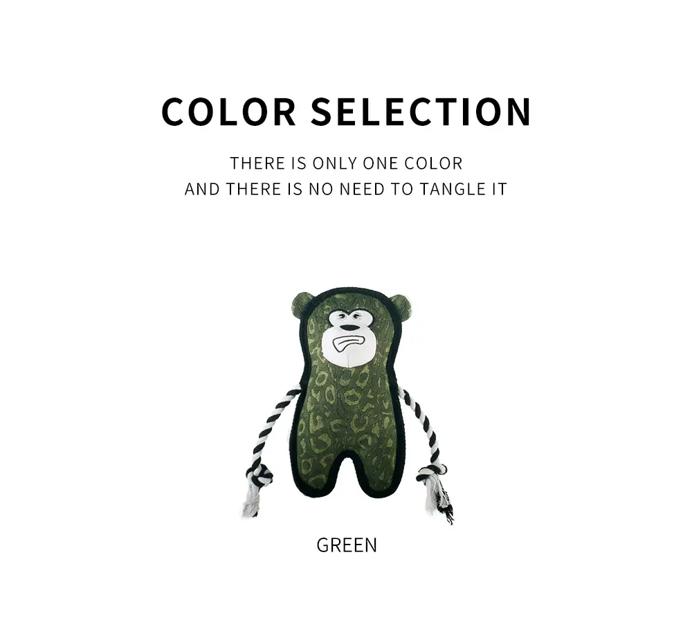 2025 New Product Classic Animal Shape Sturdy Dog Toy Collection Oblate Knotted Bear (8)
