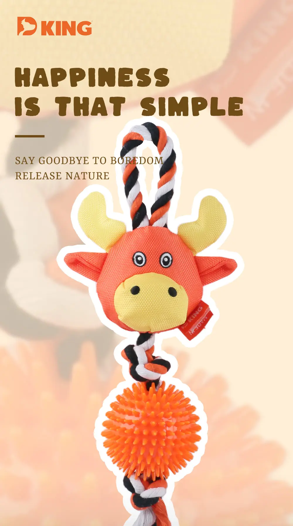 Dog Toys Safe, Soft, and Entertaining：Knotted Rhino，Knotted Giraffe (3)