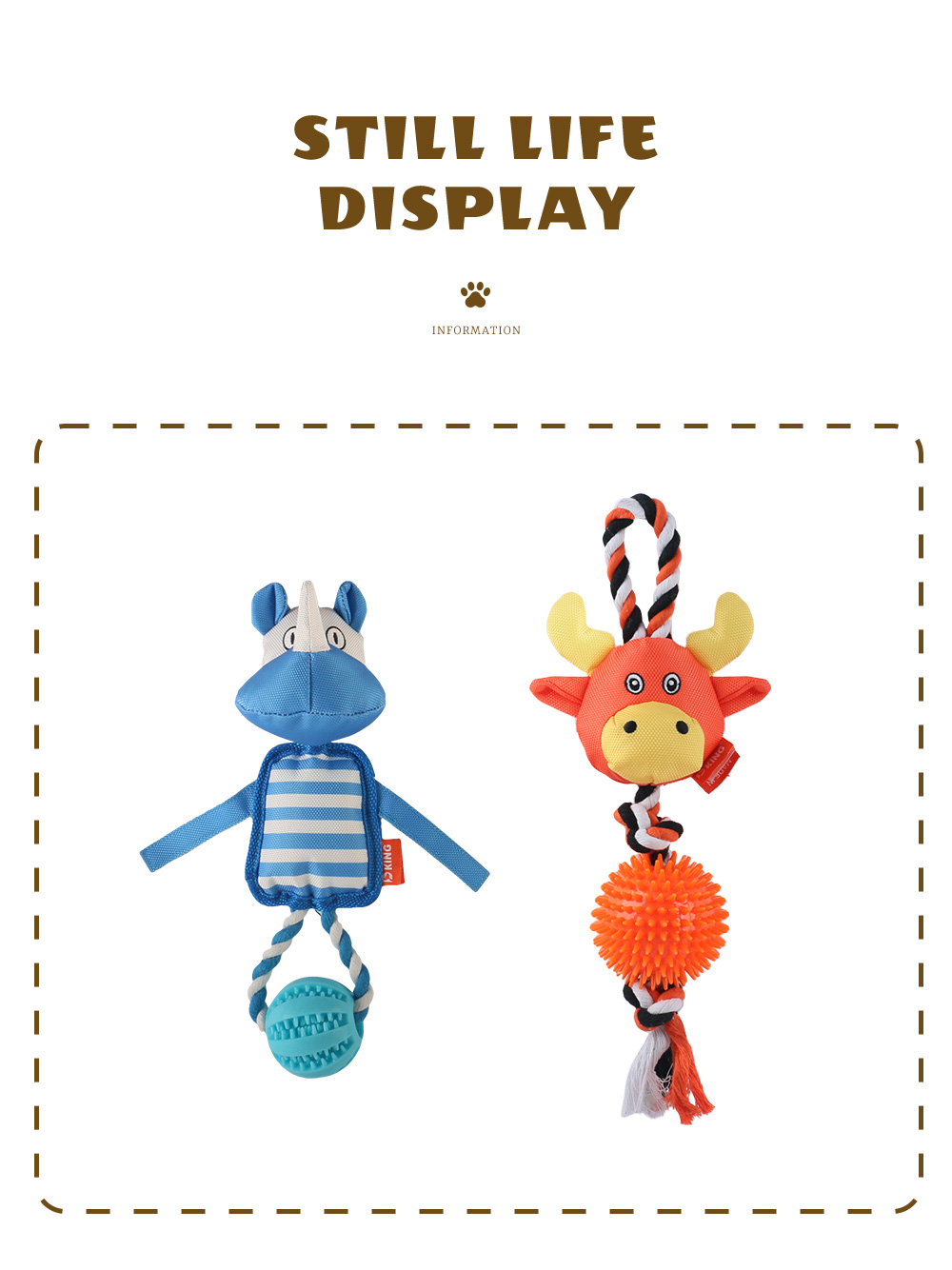 Dog Toys Safe, Soft, and Entertaining：Knotted Rhino，Knotted Giraffe (8)