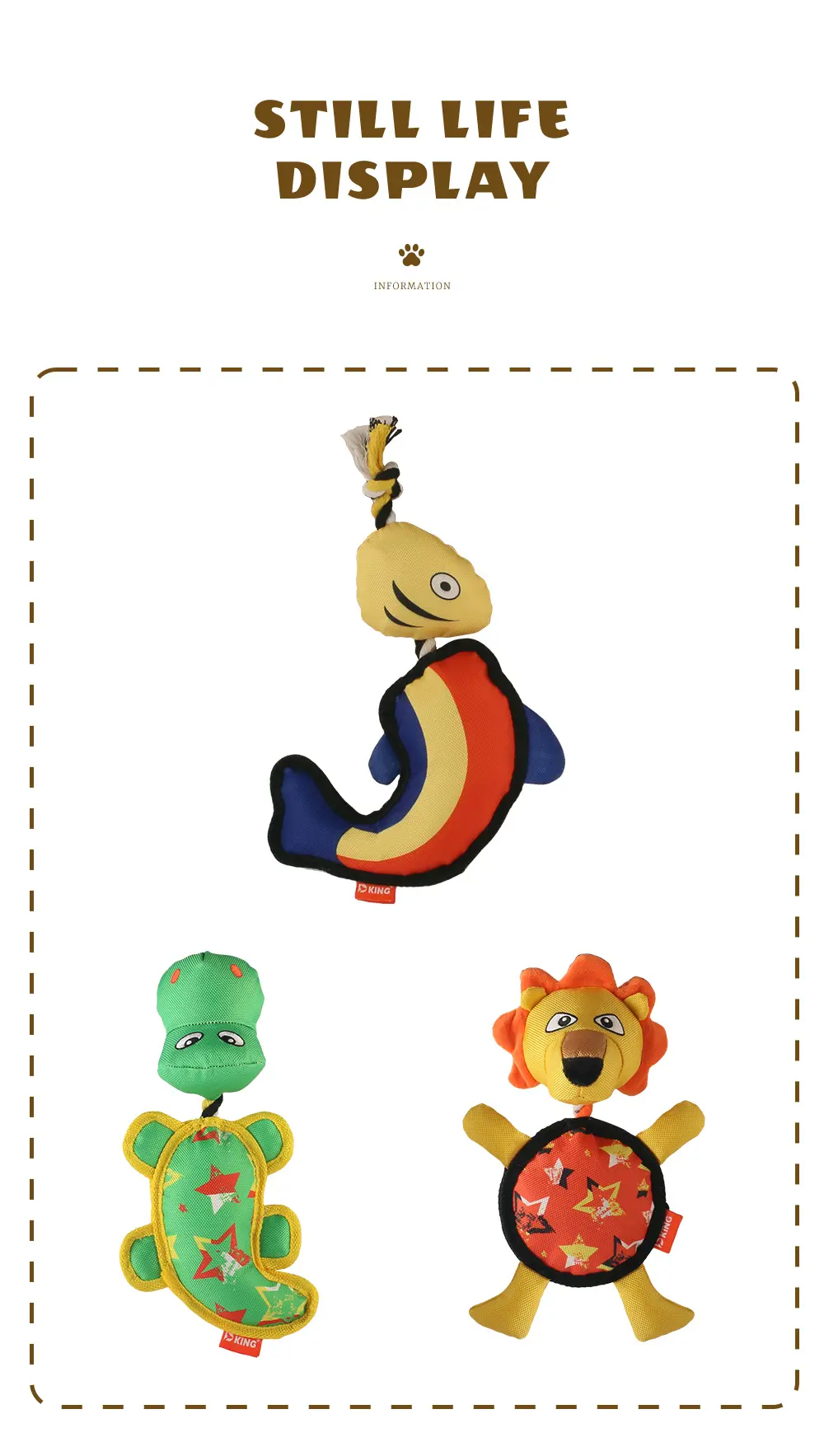 Interactive Dog Stuffed Toys:Knotted Fish,Knotted Crocodile,Knotted Lion (10)