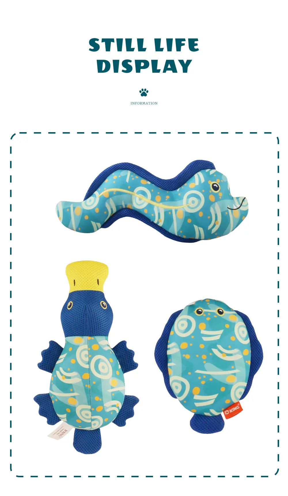 Selected Pet Plush Toy, Comfortable and Durable for Chewing, Keeps Your Dog Happy and Entertained：Eel，Turbot，Platypus (9)