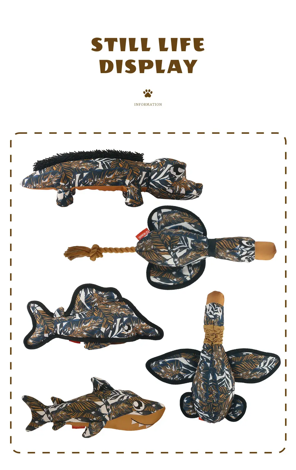 Innovative Design Series of Latest Dog Interactive Plush Toys 3D crocodile, 3D sailfish, Knotted wild goose, Wild goose, 3D shark (12)